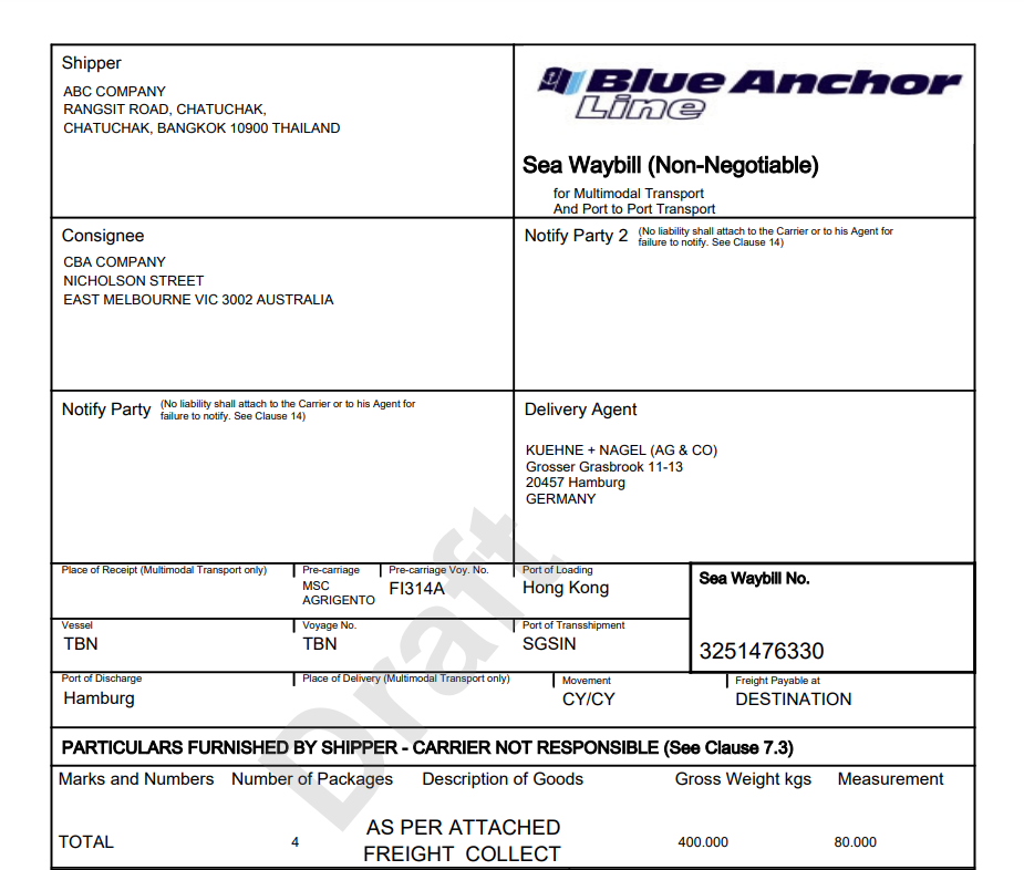 Example of document generated from eSI