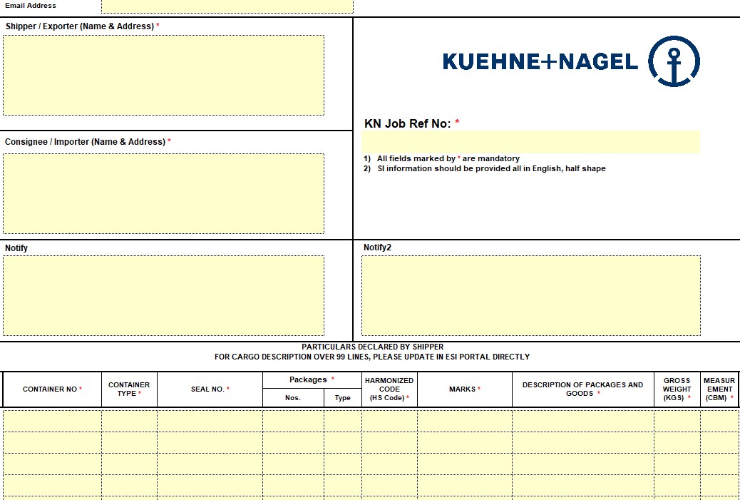 Fill up the template with the required information to submit an eSI form